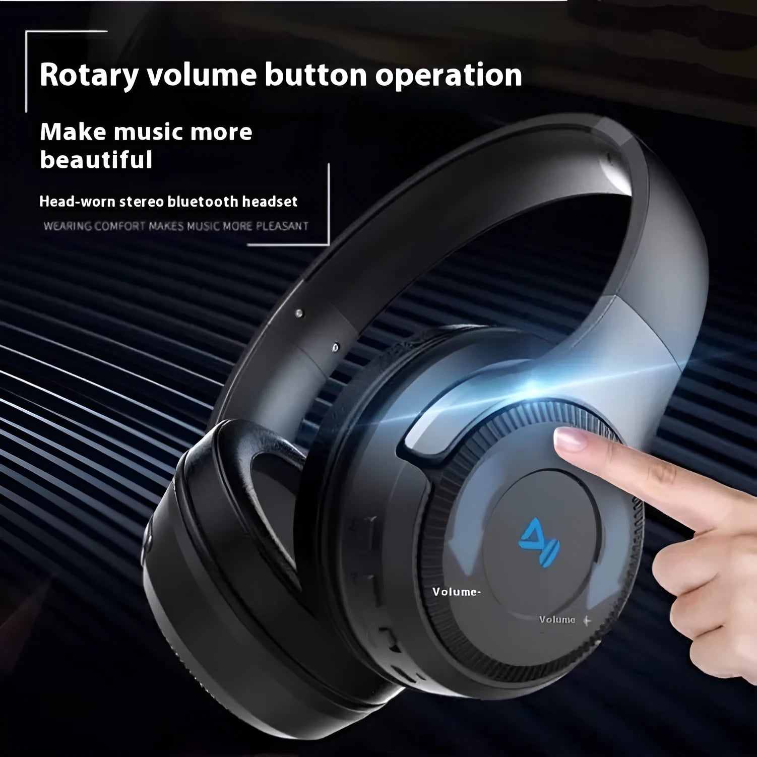 Bluetooth sports headset with folding design and card inserting feature in black