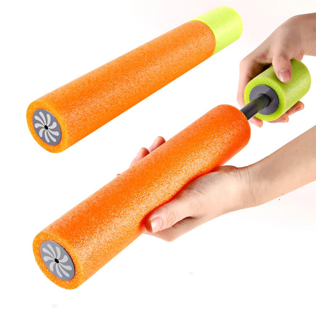 Orange EVA foam handle water gun for children's outdoor summer games.