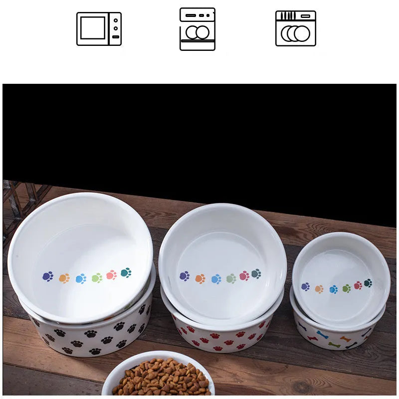 Round ceramic pet bowl in S size 10cm diameter, black colour, for dogs and cats