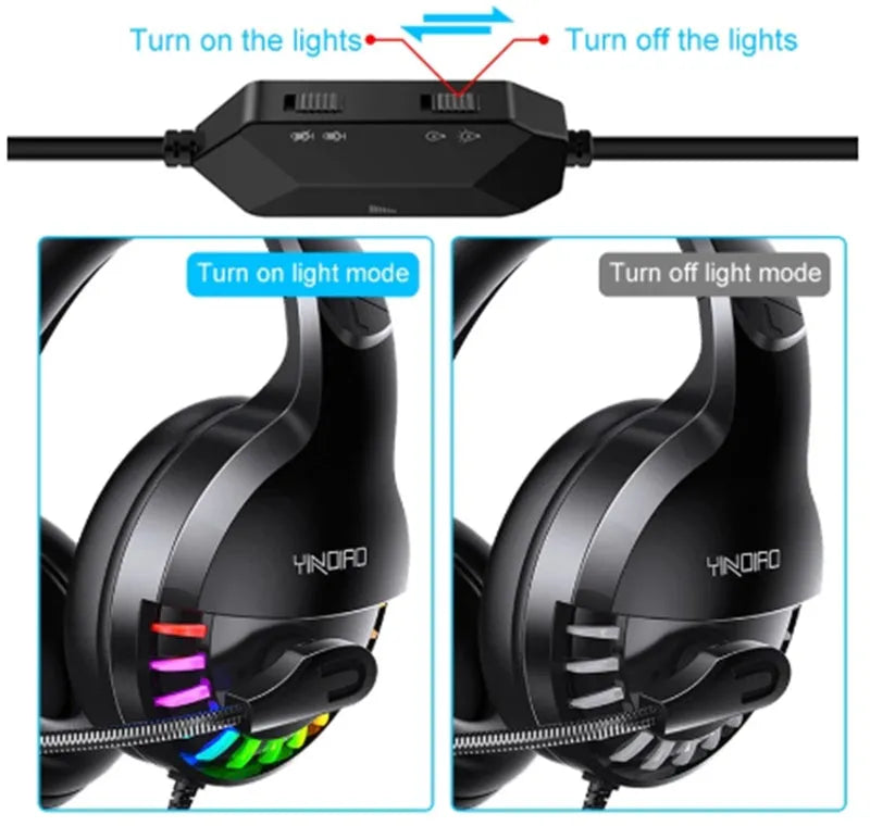 Black wired gaming headset with microphone and 3.5mm plug for PC gaming