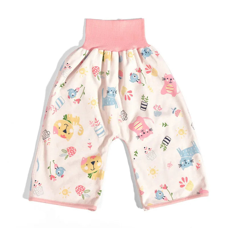 Blue car print training pants with wide elastic waistband for babies 0-5 years