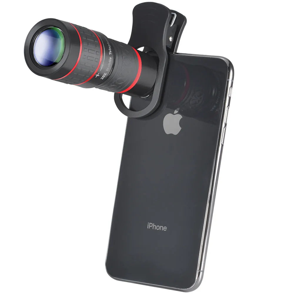 20x smartphone telescope attachment with universal clip mount for mobile phones