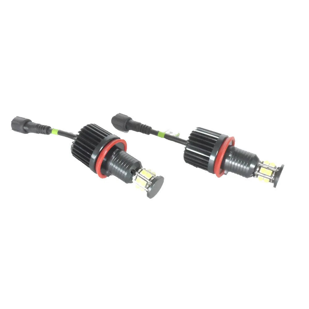 BMW LED angel eyes headlight kit showing 6-sided 12 lamp bead construction
