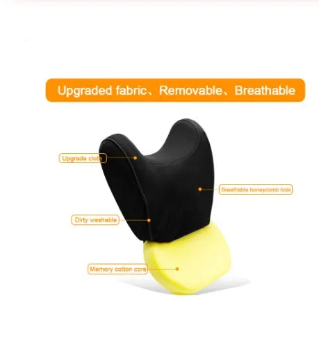 Car headrest set with memory foam cotton pillow and lumbar support in breathable fabric on car seat