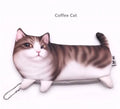 Cat face 3D printed travel organiser pouch with zip in grey colour