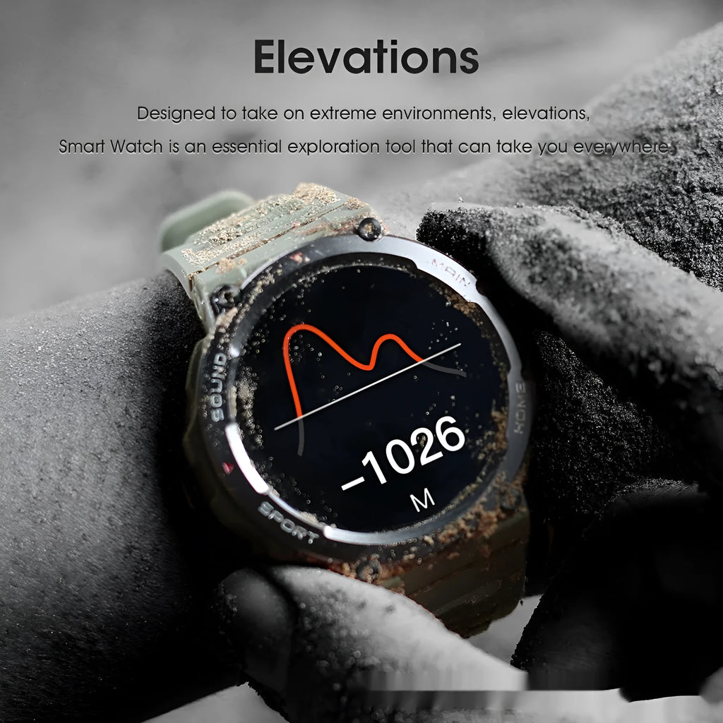 Smart watch with Bluetooth calling and NFC health monitoring for outdoor sport, black colour