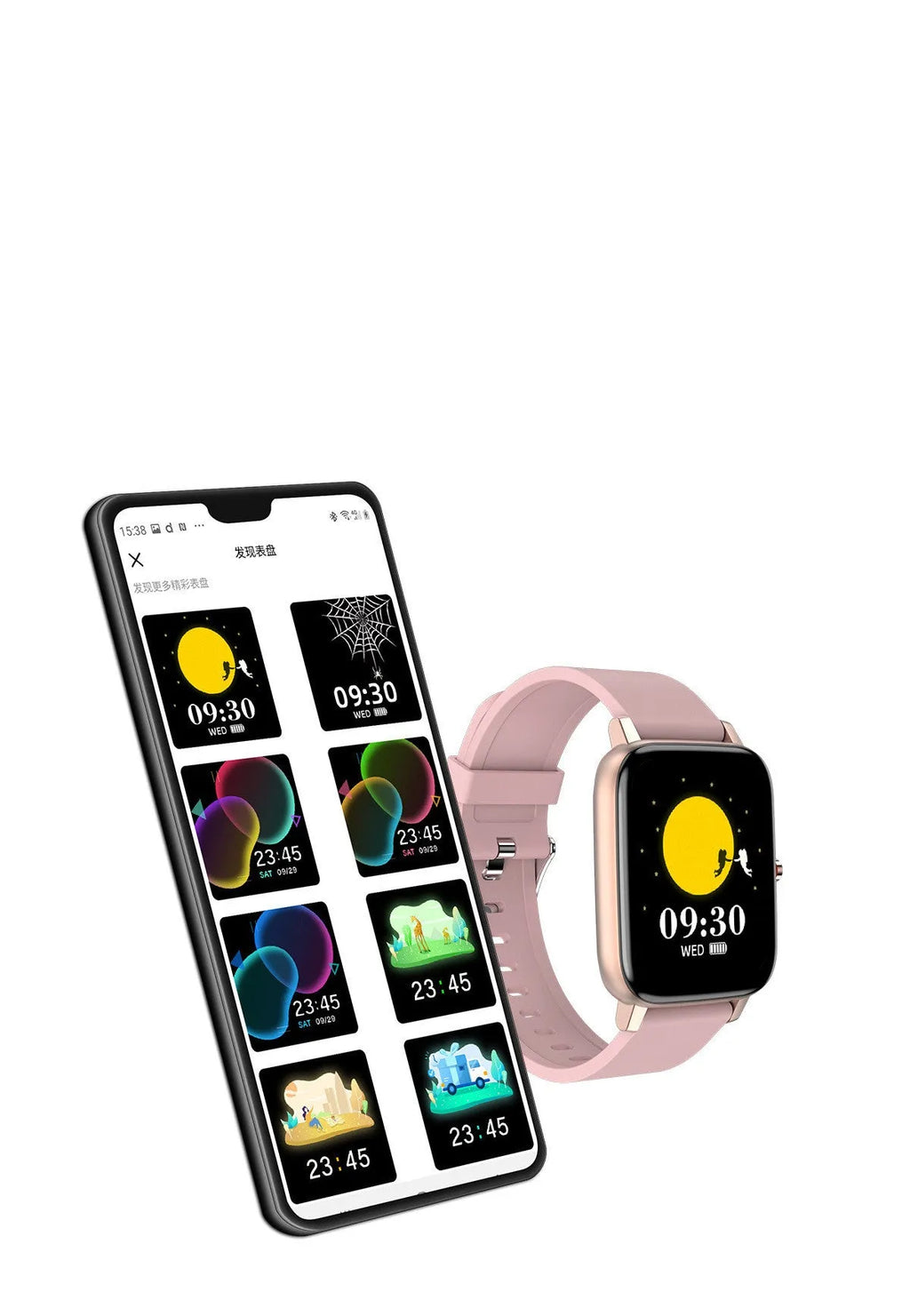 H80 smart watch with coloured silicone strap showing health metrics on 1.69-inch touchscreen.