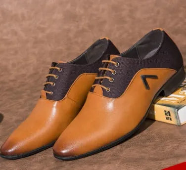 Men's black Oxford shoes with a low-cut PU upper and rubber sole for business casual wear.