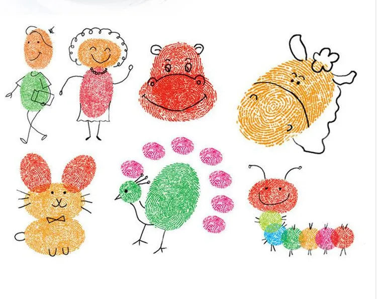 16cm non-toxic finger print mud inkpad kit with picture albums for children's educational crafts