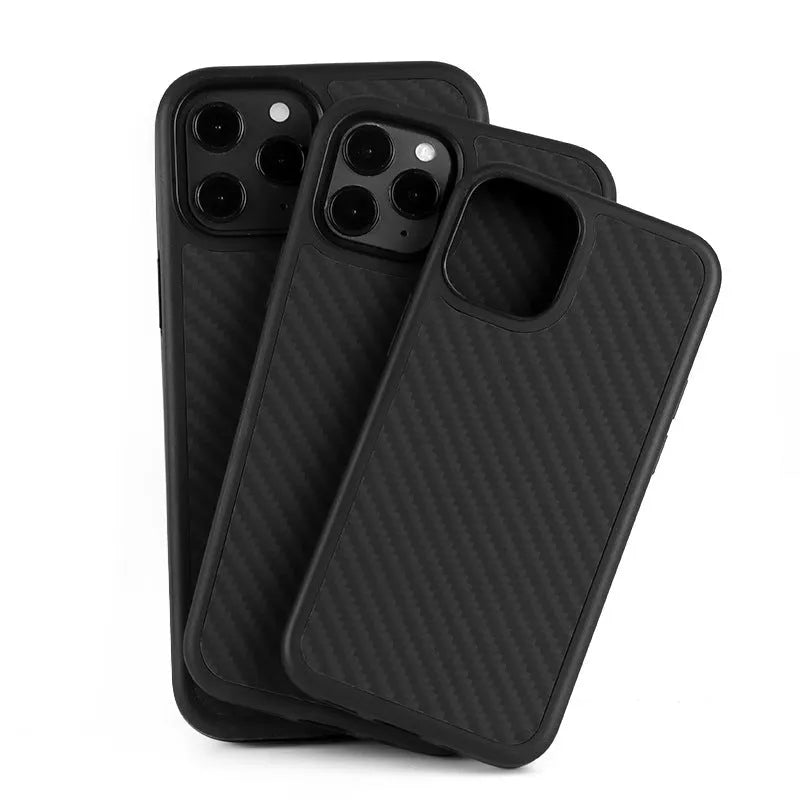 Black wooden phone case for Apple iPhone with TPU and Kevlar construction, slim back cover design