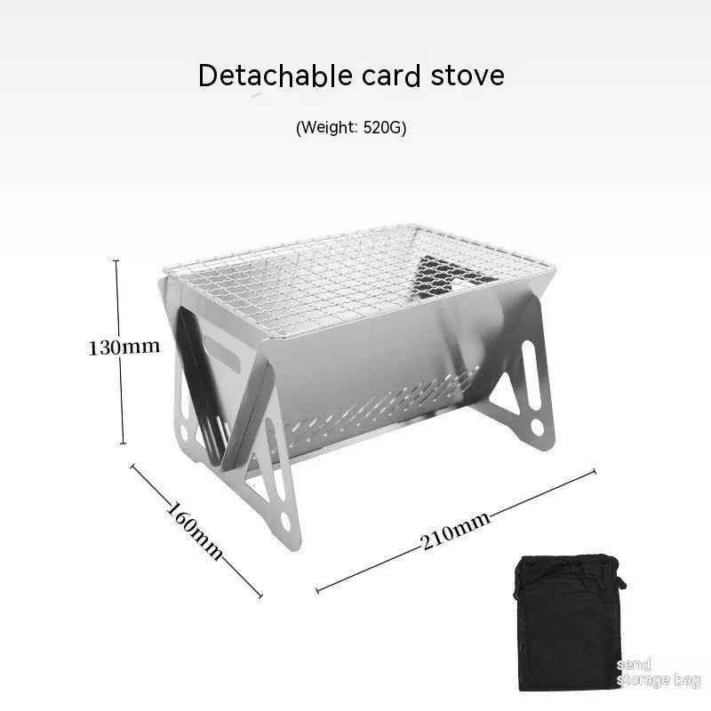 Folding stainless steel outdoor barbecue oven with large grill for 1-2 people