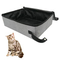 Foldable waterproof cat litter basin with lid in Grey, medium size 45x35x12.5 cm