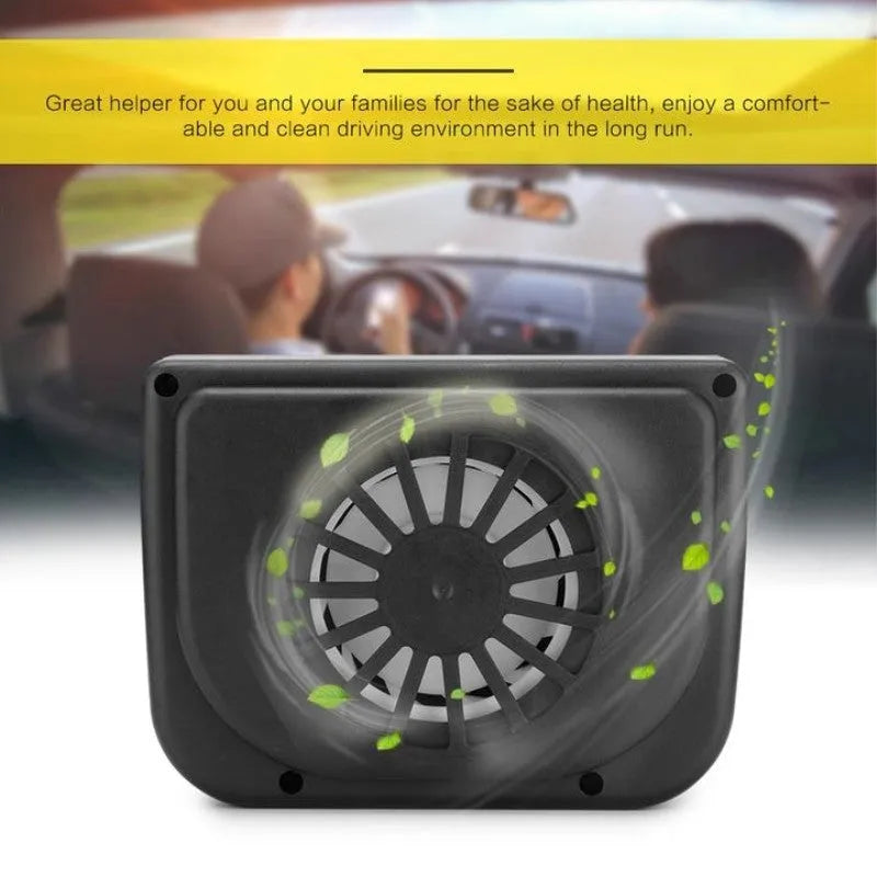 Solar powered car exhaust fan with ABS construction and 0.3W solar panel for window placement