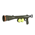 Black automatic tennis ball launcher for dogs with ABS plastic construction
