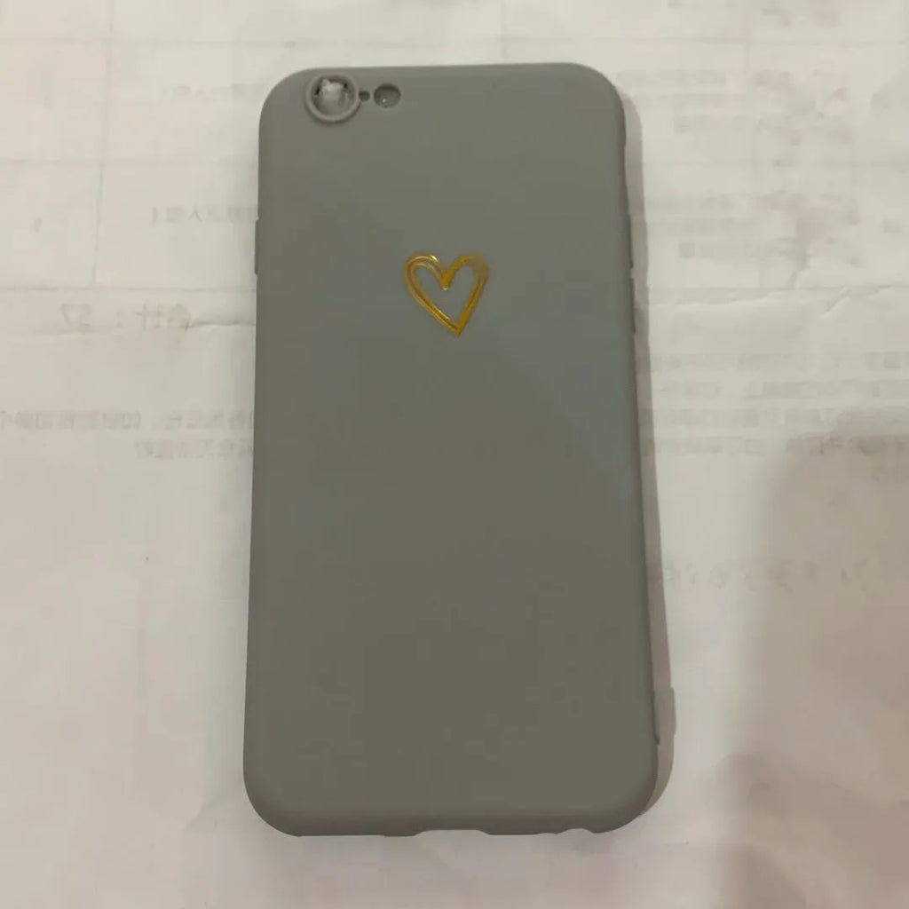 Simple hand-painted love design matte TPU iPhone case in cold wind colour with lanyard holes