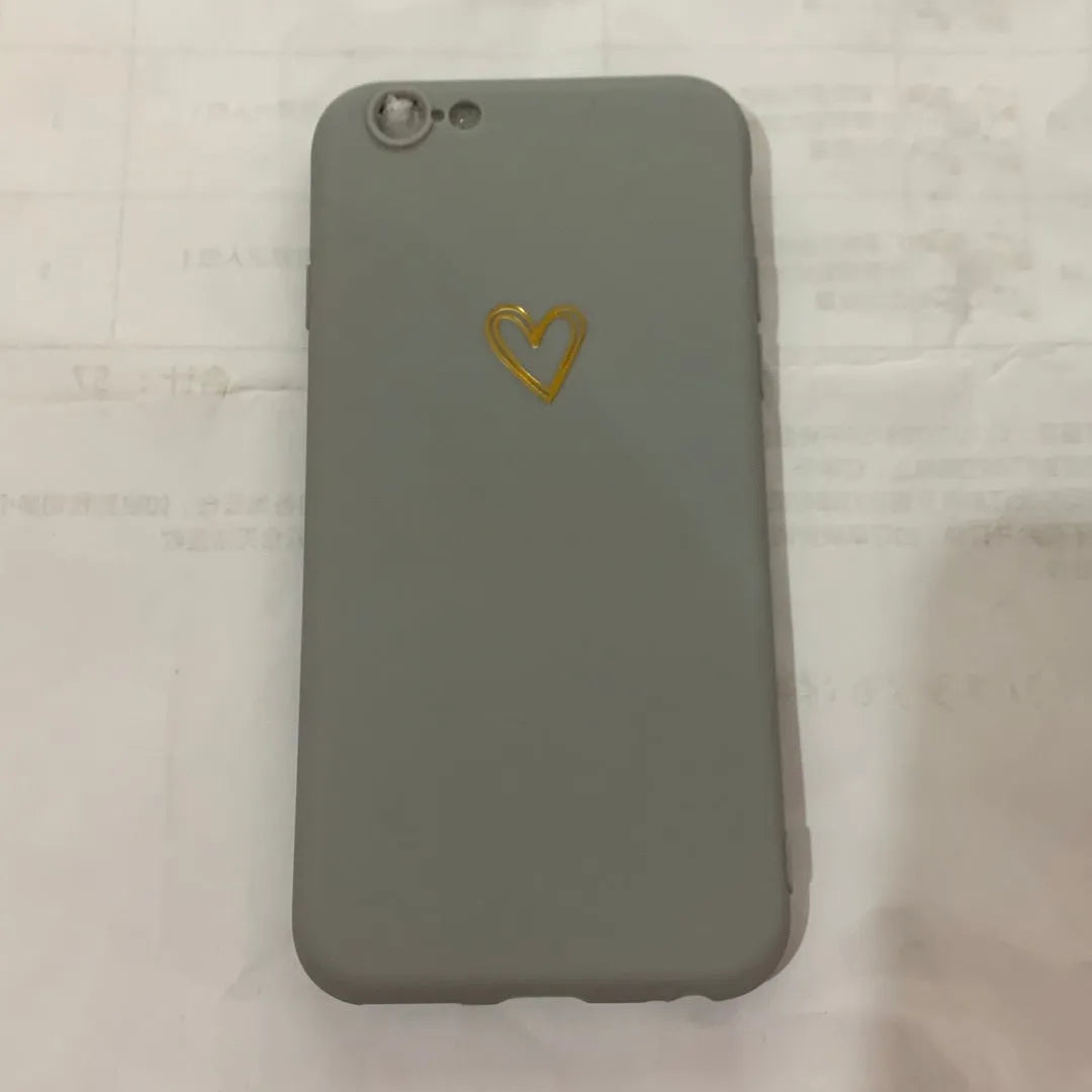 Simple hand-painted love design matte TPU iPhone case in cold wind colour with lanyard holes