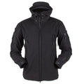 Men's windproof hooded soft shell jacket in polyester fibre, available in black, green, grey, and khaki sizes S to 4XL