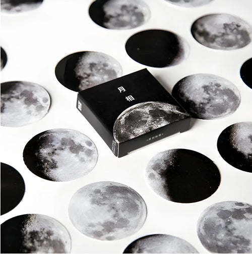 45 piece moon sticker set, paper material, 40mm width and length, for diary decoration