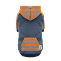 Royal blue hooded cotton dog sweater for small dogs, sizes L and XL
