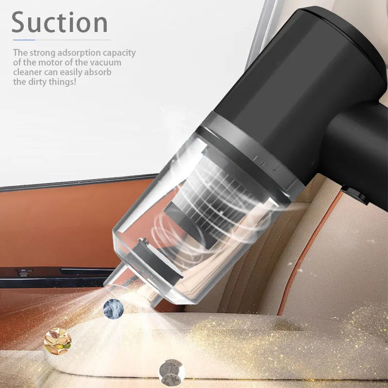 Wireless handheld car vacuum cleaner in black colour showing compact design for vehicle interior cleaning
