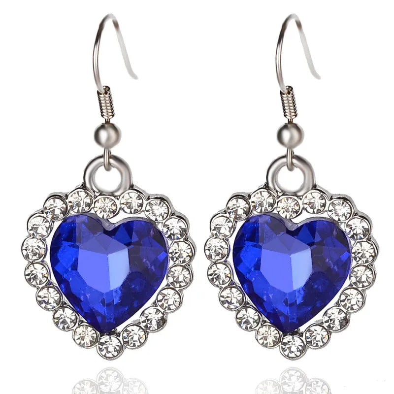 Heart Of The Sea blue crystal heart peach pendant necklace with platinum plating on 45cm chain