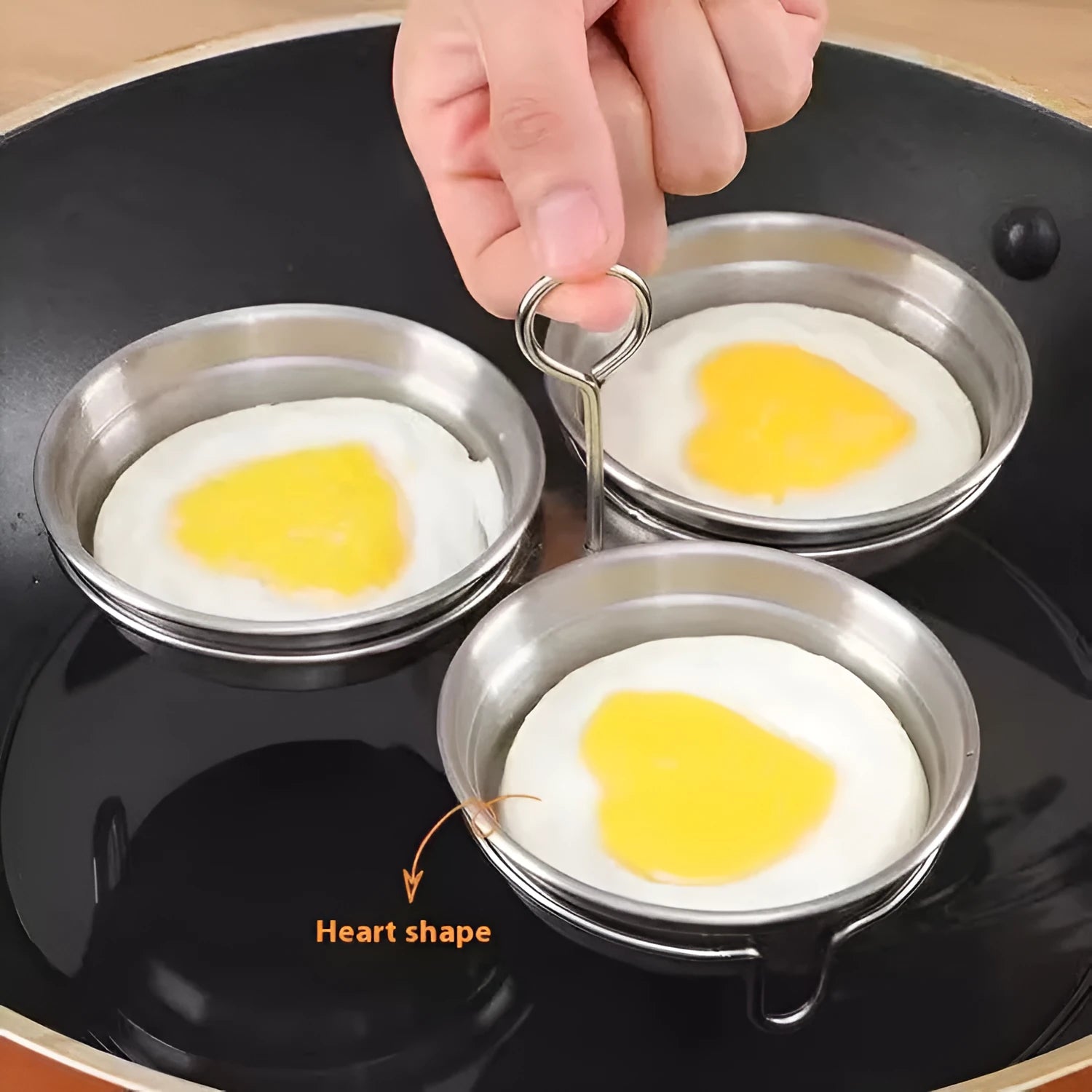 Stainless steel heart-shaped egg steamer for kitchen cooking