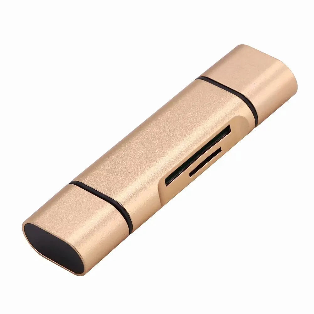 USB mobile phone card reader MICRO TYPE-C aluminium alloy support TF SD OTG golden