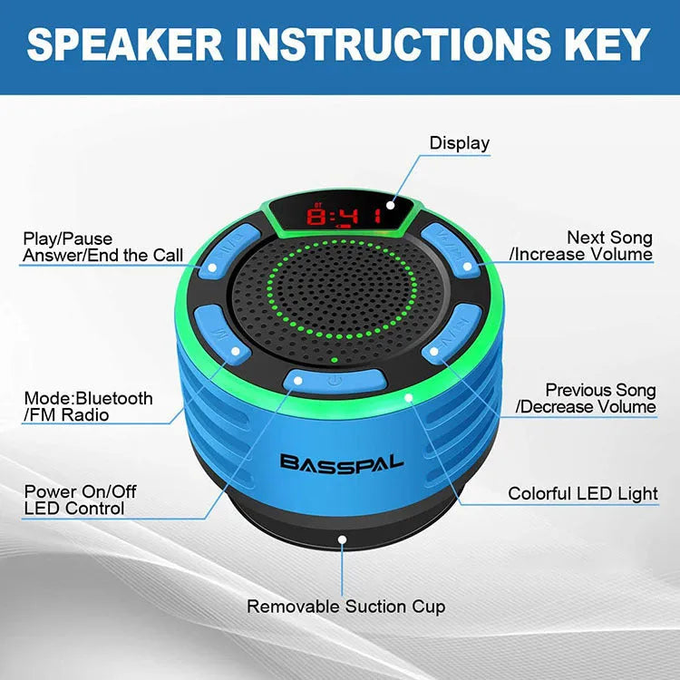 TWS series portable Bluetooth audio speaker in Blue with plastic shell and key controls