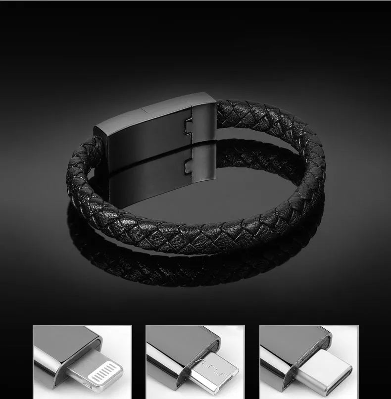 Brown double line bracelet charging cable with single head connector measuring 22.5cm length