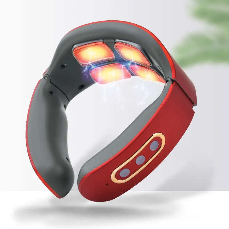 Smart shoulder and neck massager with PC housing and silica gel contact pads, polymer battery powered