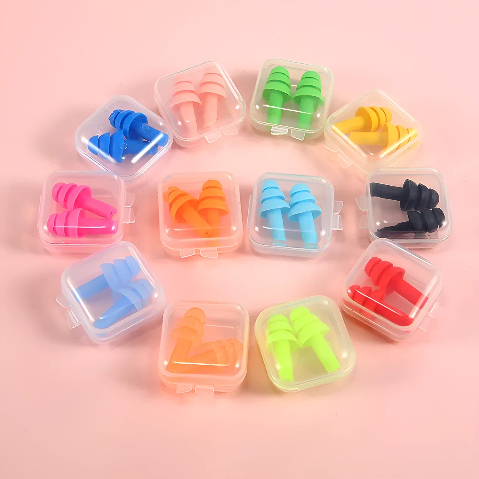 Silicone noise reduction waterproof earplugs in black, reusable in-ear sleep and swimming plugs