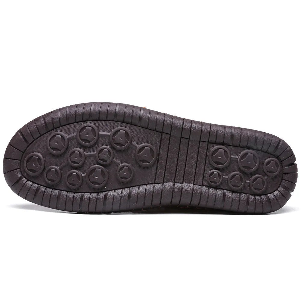 Men's leather high-top work shoes with round toe and lace-up closure in various colours