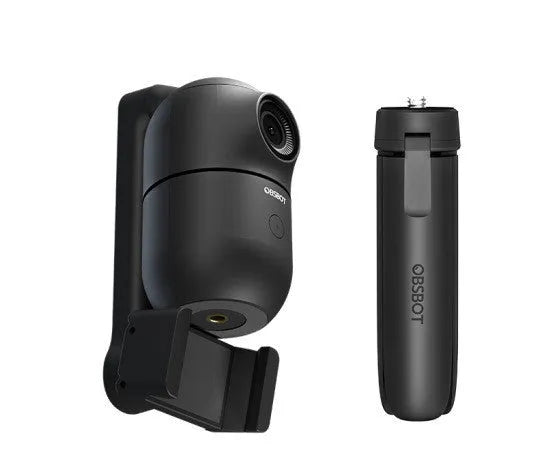 Black mobile phone bracket with face-following capability and pan-tilt tripod for live streaming