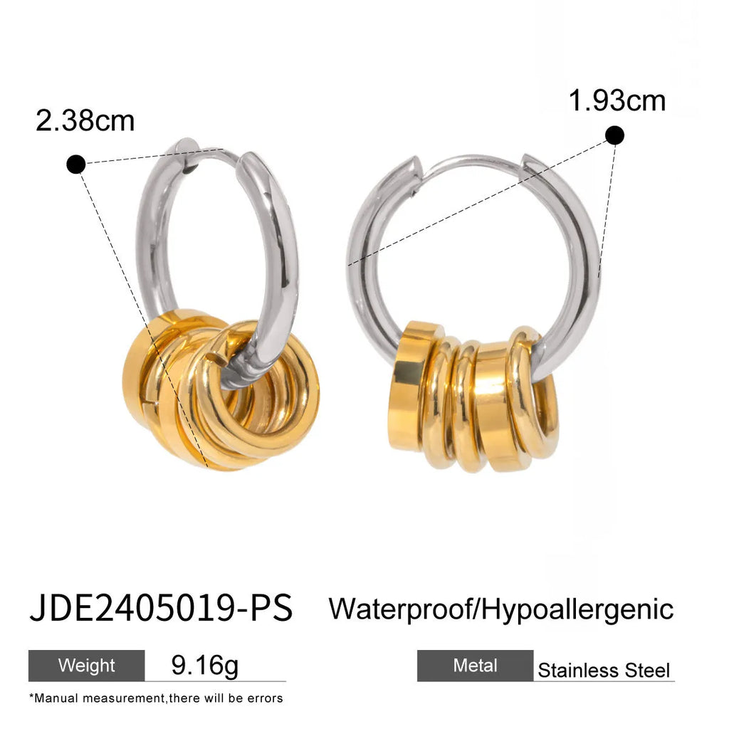 Stainless steel electroplated earrings in JDE2405019 colour matching unisex ins style jewellery