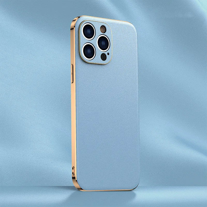 Leather protective case for iPhone 11 to 15 back cover, solid colour, sleek design, multiple colour options available
