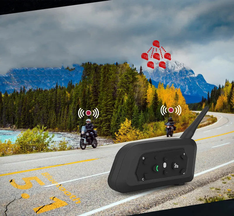 All Five V6 Pro motorcycle helmet Bluetooth intercom with mounting clip and headphones