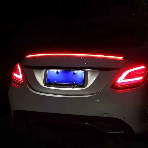 1.2 metre long red LED streamer tail wing light mounted on a car boot lid.