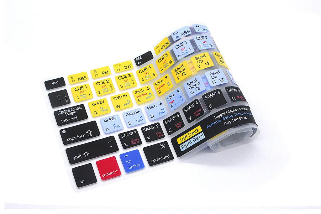 Silicone keyboard film for MacBook Pro with printed shortcut keys for music and video software