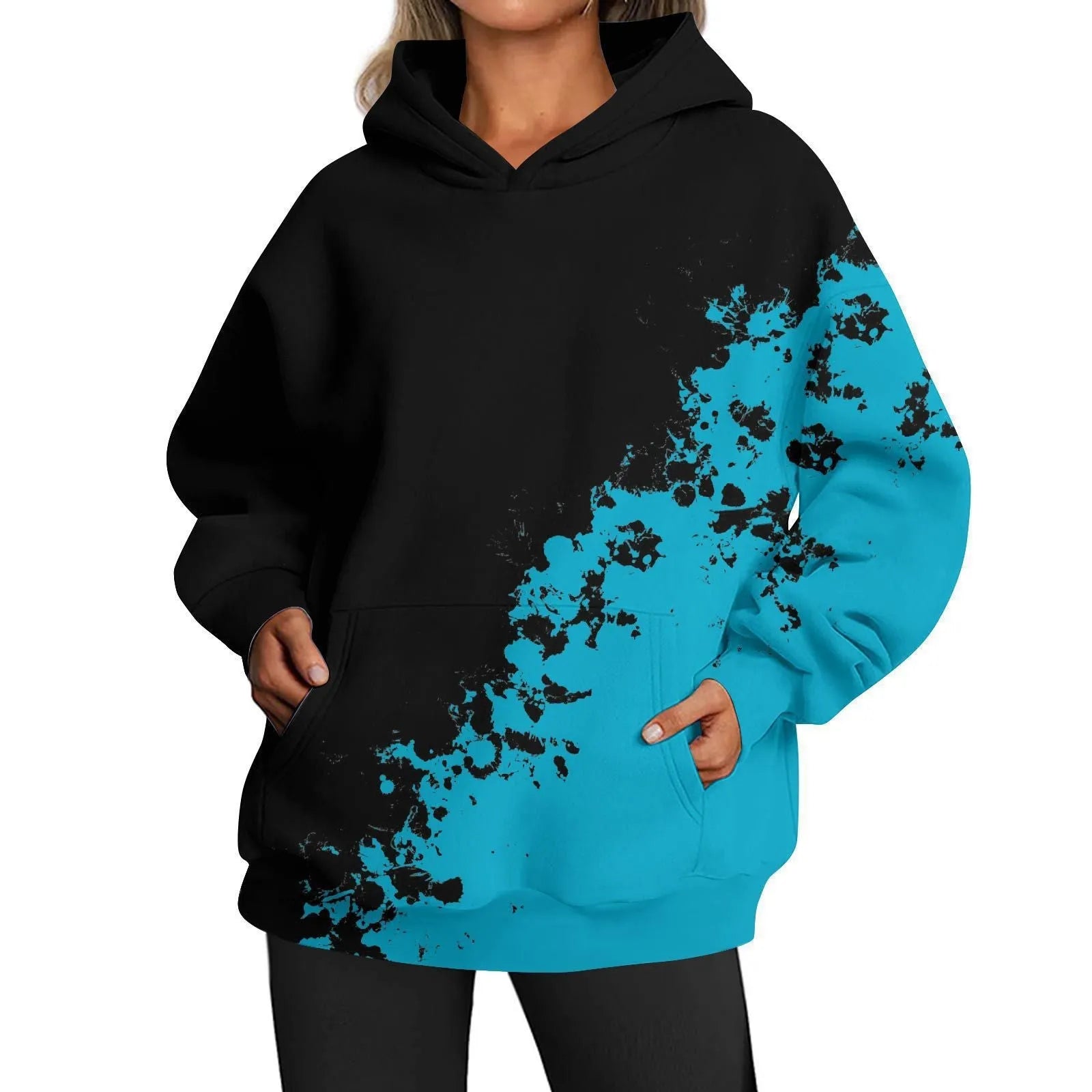 Ladies casual printed hooded top in polyester with hood, multiple colour options and sizes available