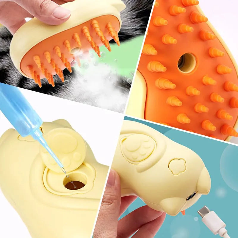 Cat Steamy Brush 3-in-1 steam spray comb for removing tangled and loose hair from cats and dogs, 11.5cm size