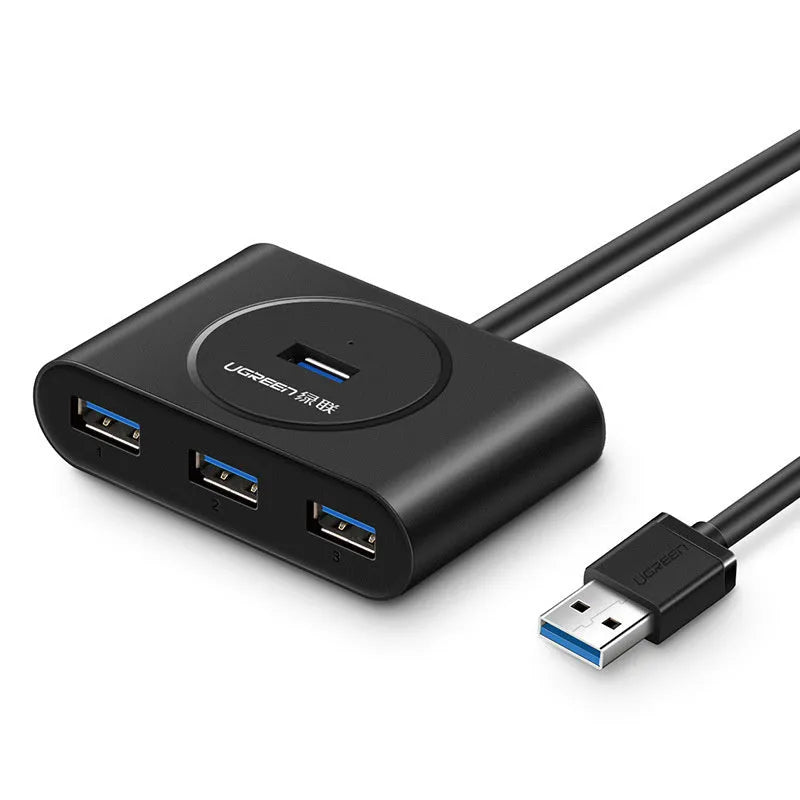 Black USB 3.0 extender adapter hub with USB cable, 300mb/s, multi-length option