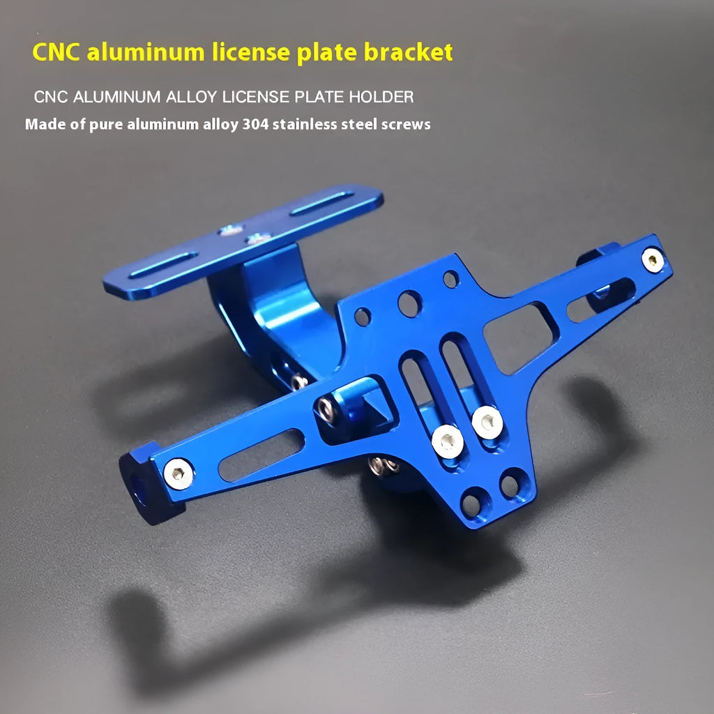 Aluminum alloy license plate holder support bracket with integrated lights in black finish