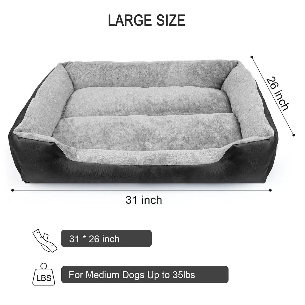Black cloth dog nest bed for medium to large dogs with raised edges, shown in 2XL size