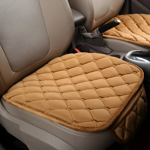 Car anti-slip seat cushion warming pad in plush and cotton filling for winter, five seats without backrest