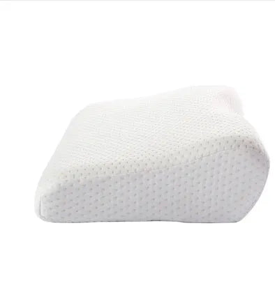 Butterfly-shaped cervical memory foam pillow in blue or milky white colours