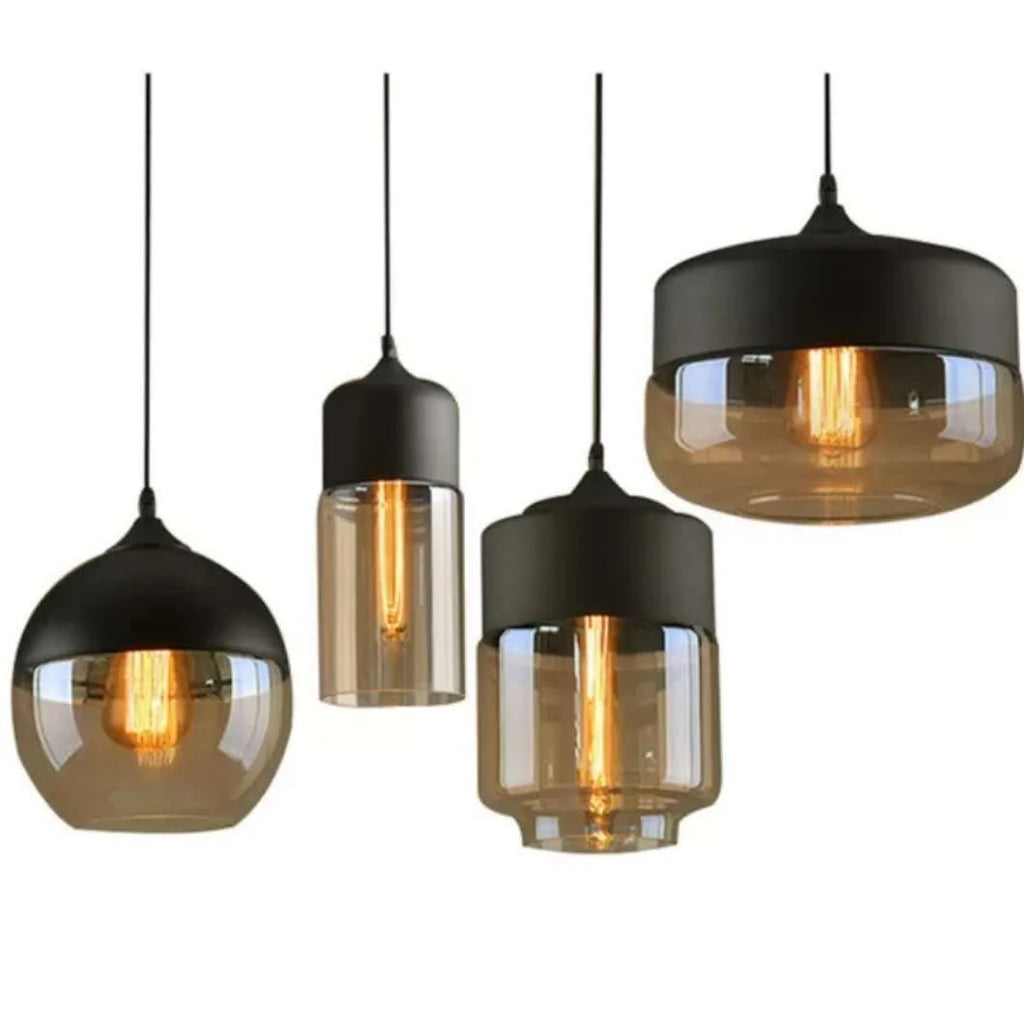 Industrial glass chandelier LED ceiling light 240V American style with button switch