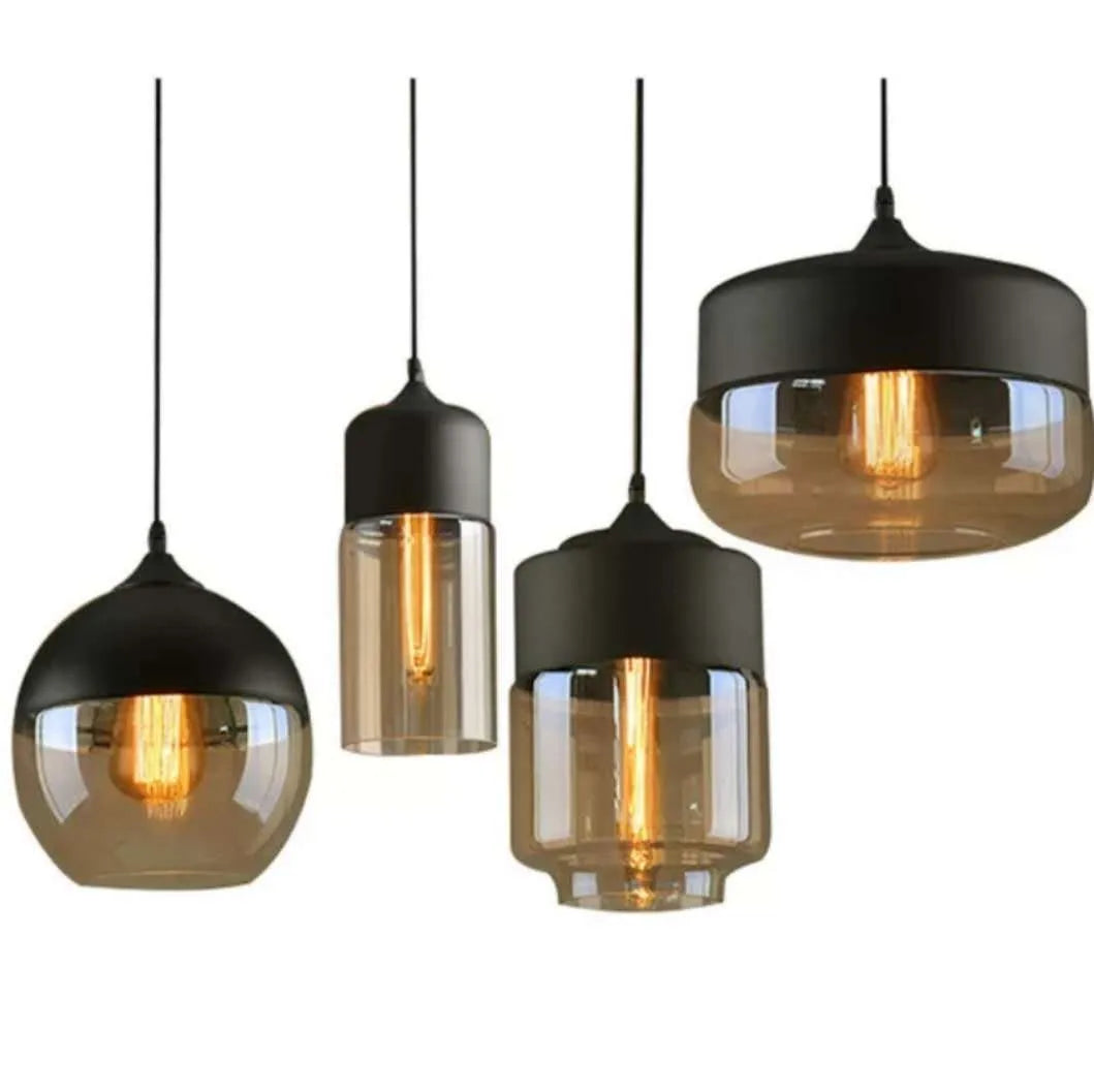 Industrial glass chandelier LED ceiling light 240V American style with button switch