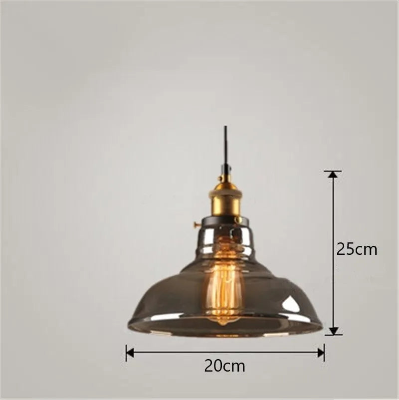 Nordic industrial glass chandelier in amber with adjustable 1.2m height