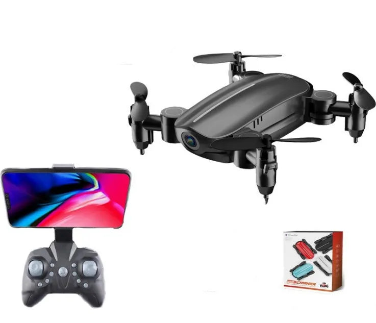 Teeggi T10 foldable mini drone with camera in black, with remote control and altitude hold function