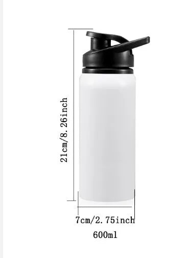 White aluminium sports water bottle for cycling in 600ml and 750ml sizes